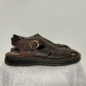 Earth Shoe Simon Dark Brown Leather Fisherman Sandals Size 12 Men's Summer